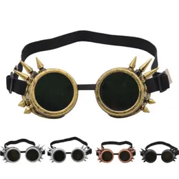 Steampunk okulary przeciwsłoneczne uisex osobowość nit okulary okulary przeciwsłoneczne okulary zewnętrzne gogle maskarady impreza ozdobna okrągła ramka Adumbral