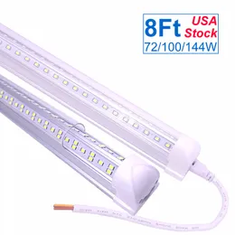 V Shaped Integrated LED Tubes Light 4ft 5ft 6ft 8ft Bulb Lights T8 72W 120W Double Sides Bulbs Shop Cooler Door Lighting Adhesive Exterior for Wall Ceiling OEMLED