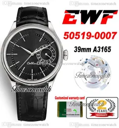 EWF CELLINI DATE 50519 A3165 Автоматические мужские часы 39 мм стальной корпус Черная текстура циферблатная палочка Кожаный супер издание Часы же серии Гарантия TimeZoneWatch B2