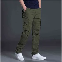 Spring Autumn Cargo Pants Casual Men baggy vanliga bomullsbyxor manliga strid Taktiska byxor Multi fickor J220629