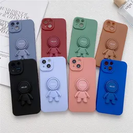 3D Cute Astronauts Phone Cases Shell Eye Liquid Bracket Ring Holder All-inclusive Protective Cover for iPhone 11 12 13 Pro Max XS XR 78 Case