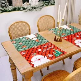 Tappetini Tovagliette natalizie Tavolo Plaid Fiocco di neve Babbo Natale Tappetini antiscivolo resistenti al calore Decorazione per la casa