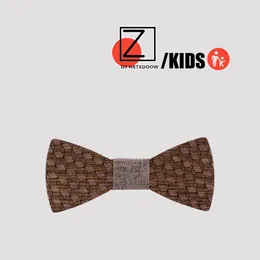 Children Boys Wooden Bow Ties For Kids Bowties Butterfly Cravat Wood Lovely Wedding Party Square Plaid Gravata Borboleta