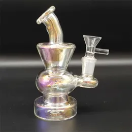 5.9inch Silver Glass Water Pipe 14mm Mężczyzna Miska Haisah Recykler Bong Palenie tytoniu Suche Zioła Zlewka Ice Catcher