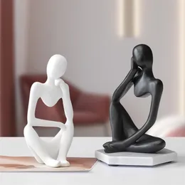 Abstract Thinker Staty Harts Sculpture Miniature Figures Thinker Character European Style Office Home Decoration Accessories 220518