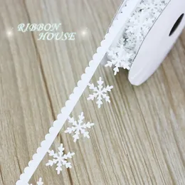 5 mètres 25mm tissu non-tissé flocon de neige ruban ultrasonique en relief décoration de Noël chaîne dentelle Y201020