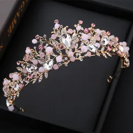 Headpieces Barock Gold Crystal Princess Bridal Crowns Queen Rhinestone Handgjorda bröllopstillbehör Prom Birthday Party Jewelry