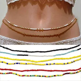 Sommer Strand Reis Perlen Farbige Bauchketten Frauen Böhmische Doppelte Taille Halskette Bikini Schmuck