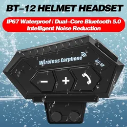 BT-1212SオートバイヘルメットインターホンワイヤレスBluetooth 5.0ヘッドフォンハンズフリーヘッドセットステレオミュージックアンチ干渉防水防水