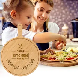 Personalized Custom 9 Inch Kitchen Pastry Baking Boards Wooden Round Pizza Pan Nonstick Bakeware Cake Board with Handle 220707