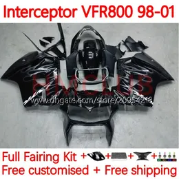 Bodywork For HONDA Interceptor VFR800R VFR 800RR 800 CC RR 98-01 Bodys 122No.4 VFR800RR 800CC VFR800 98 99 00 01 VFR-800 RR 1998 1999 2000 2001 Fairing Kit silver fames