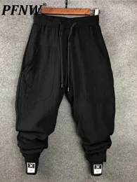 PFNW Etyonowanie ołówek Dark Style Harem Pants Men Hip Hop Style Streetwear Elastyczne talia luźne spodnie męskie ciemne odzież 220816
