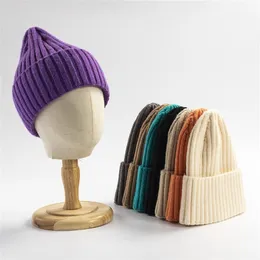 Unisex zima miękka ciepła bawełniana kaszmirowa czapka czapka wysokiej jakości dzianina kablowa zwykłe czapki 220812