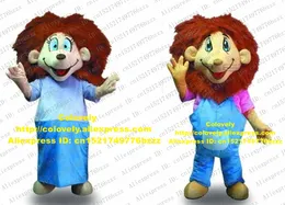 Mascot dockdräkt smart blå lejon lejon par maskot kostym maskotte simba simbalion med stora blå ögon blå kläder vuxen nr.3649 fre