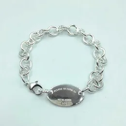 T S925 Sterling Silver Oval Pendant Exclusive Sale Bracelet Original High Quality Jewelry Lovers Wedding Valentine Gift