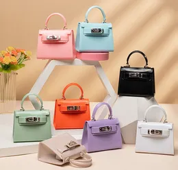 Crianças Mini Bolsa Cute PVC Transparente Jelly Bolsa Crossbody Bag Menina Pequena Moeda Pequena Carteira Baby Party Pearl Hand Bags Tote