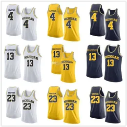 Nikivip Michigan Wolverines Koleji #4 Isaiah Livers Basketbol Formaları #13 Igsas Brazdeikis #23 Ibi Watson Erkek Dikiş Özel Herhangi Bir Numaralı Adı