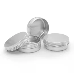 Latas de alumínio de alumínio de prata redondo recipientes de jarra de vela de panos de armazenamento de metal com tampas de parafuso para creme de protetor de lábios cosméticos