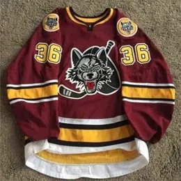 NIK1 36 Justin Selman AHL Chicago Wilves Hockey Jersey Szyte Dostosowane Koszulki Nazwa i Numer