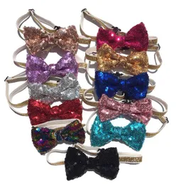 Abbigliamento per cani Papillon con paillettes Accessori per cani Cinghie per il collo fatte a mano per cuccioli Cat Festive Decor Collari per animali domestici Glitter Bowtie