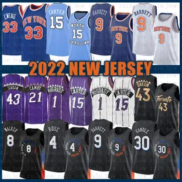 Torontos Raptores New Mens York Black Knick 15 43 RJ Barrett Julius Randle Derrick Rose Kemba Walker Camisa de basquete 9 30 4 8 Vince Carter Pascal Siakam Orange