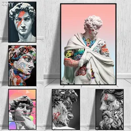 Wall Art David Head Sculpture Canvas Painting David Sculpture Graffiti Art Poster and Print for Living Room Home Decor Pictures