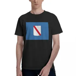 Herren-T-Shirts, Mann-Flagge von Kampanien, Schwarz, Herren-Basic-Kurzarm-T-Shirt, Neuheitsgrafik, europäische Größe für Herren