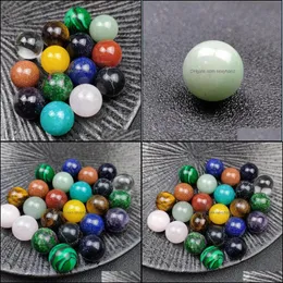 Sten l￶sa p￤rlor smycken 16mm naturlig Amethyst Rose Quartz Turquoise Agate 7chakra diy icke-por￶s rund boll dhdmt