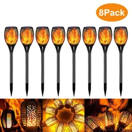 Solarlampen 72LED Outdoor LED flackerndes Licht angetriebene wasserdichte Lampe für Gartenweg Rasen Terrasse Fackel Flamme Laterne