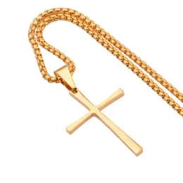 Collane con ciondolo all'ingrosso Mens Womens Cross Prayer Acciaio inossidabile Collana in oro Gioielli di moda Regali Catena di scatole gratuite 24 "Regalo di NatalePe