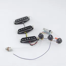 ST Guitar Pickups SSS Alnico v Single Coil Pickups Wiring Harness Prewired Black