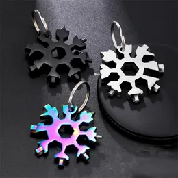 سلاسل المفاتيح في 1 Snowflake Multi Bocket Tool -keychain ceytion multifunction camp multipurpose Camp Survive Outdoor Hike Keychainkeychains