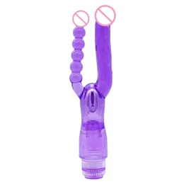 Domi Dual Peretration Double Dildo Vibrator Anal Sexy Toys 질감 샤프트 구슬 여성을위한 27cm