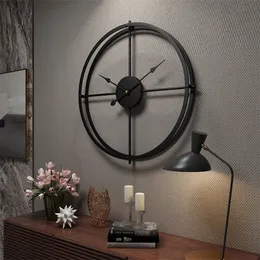 Creative Large Vintage Metal Wall Clock Modern Design For Home Office Decor Hanging Living Room Classic Brief Metal Wall Watch T200601