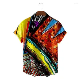 Männer Casual Hemden Sommer Herren Hawaiian Shirt 2022 D Vintage Kleidung Muster Kurzarm Revers Single Button 5XL Strand TMen's
