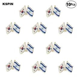 South Korea and Israel Friendship Brooches Lapel Pin Flag badge Brooch Pins Badges 10Pcs a Lot