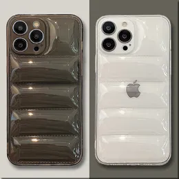 Modische transparente Daunenjacke, die Puffer-Handyhüllen für iPhone 13 12 11 Pro Max XR XS 7 8 Plus, klare Puffer-Abdeckung