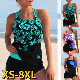 Costumi da bagno da donna Costume da bagno sexy da donna Stampa floreale Due pezzi Tankini Costumi da bagno estivi larghi Costume da bagno farfalla alla modaDonne