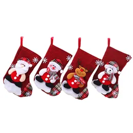 Christmas Stockings Socks Snowman Santa Elk Bear Printing Xmas Candy Gift Bag Fireplace Christmas Tree Decoration