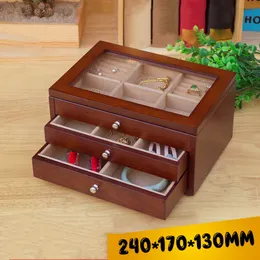 Wood Watch And Jewelry Storage Boxes Womens Display Box Case Home Use Decoration Gift 220428