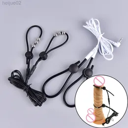 E-Stim Monopolar Conductive Loops Cock Rings and Ball Electro Penis Ring Rubber Tube Dussens Electrode Medical Sex Products L220808