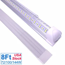 Lampka LED Tube Light, 72W 100 W 144W 8FT Fixture Shop Lightle, Dwuosobowa zintegrowana lampa żarówki, działa bez T8 Ballast, Plug and Play, do magazynu