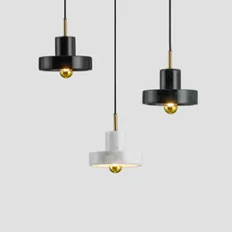 Lampy wiszące nordyckie styl prosty kreatywny wiszący lampa sypialnia jadalnia mieszkalna bar lampy lampy marmur