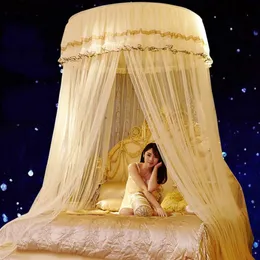 Romântico Mosquito Princesa Princesa Inseto Hung Hung Dome Bed Canopies Adultos Redução de renda Round Mosquito Cortinas para Bed237i