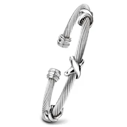Trendige Mode 304 Titan Stahl Persönlichkeit Kabel Schnur Öffnung Einstellbar X Armband Edelstahl Kreative Pop Schmuck Armband
