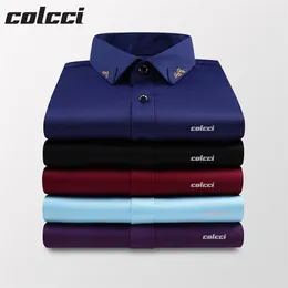 Camisas de Hombre Bordado Colcci Aramy Sergio K Camisa Slim Fit Capaz Social Casual Print Top Manga Longa Camisa 220401