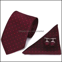 Papillon Accessori moda 7,5 cm Cravatta da lavoro Set da uomo Confezione regalo in poliestere per matrimonio Produttore Drop Delivery 2021 5L8Ef
