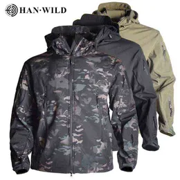 Han Wild Skin Hunting Jackets Shell Military Tactical Jacket Men Waterproof Fleece Clothing Multicam Coat Windbreakers 4XL T220816