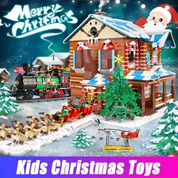 Приложение моторизовано рождественские поезды строительные блоки дома сани оленей для оленя Санта -Клаус Модель плесени король 12012 кирпичи детские детские игрушки рождественские подарки