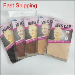 Deluxe Wig Cap 24 Units12 Bags Hairnet para hacer pelucas Black Brown Wig Liner Tap Nylon Me Qylnyf Babyskirt279W
